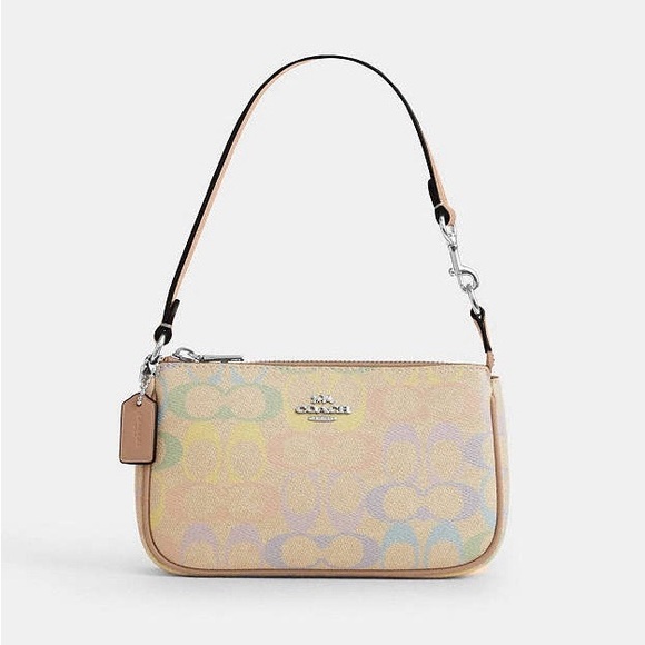 Coach Handbags - NWT Coach Nolita 19 Rainbow Signature Canvas Mini Shoulder Bag Wristlet CDC38